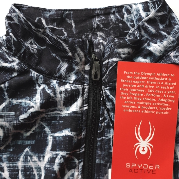 Spyder Active Wm's Lightweight Zip-Up Patterned Blk & Wh Jacket w/ Mock Neck SM - Picture 12 of 16